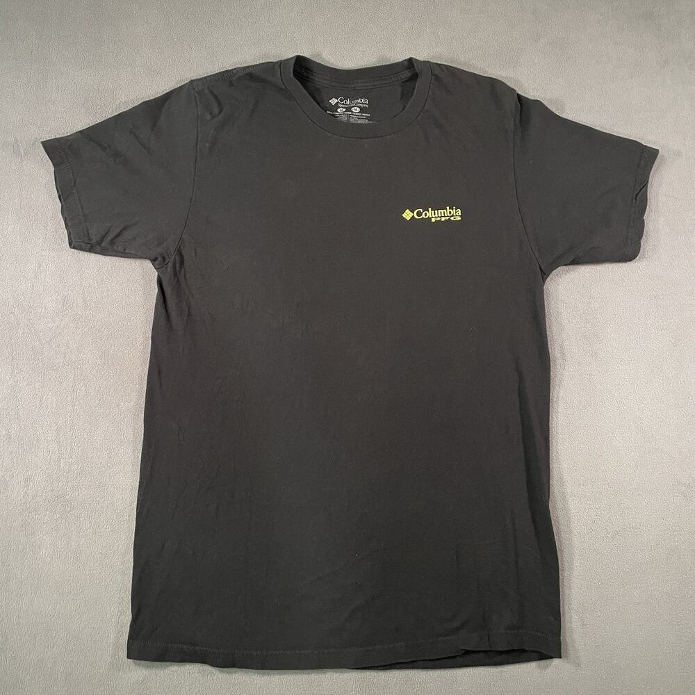 Atlantic Tarpon Mens Sz M Shirt Columbia PFG Big Back Fish Graphic Black Cotton